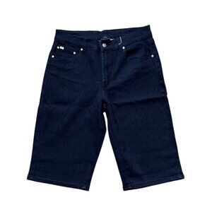 Dg2 By Diane Gilman Womens Dark Blue Denim Bermuda Shorts Size 10 Cotton Blend